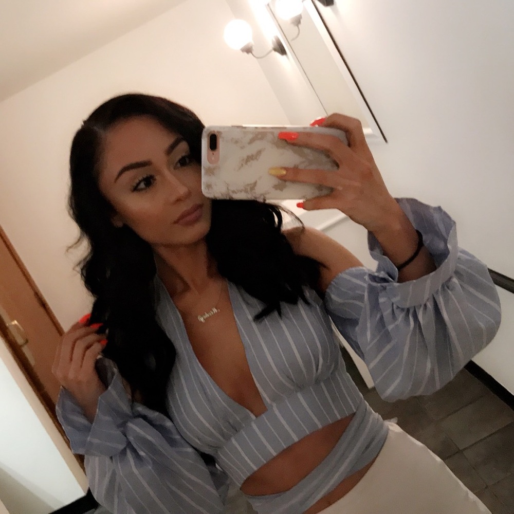 Prettylittlething Blue Striped Top